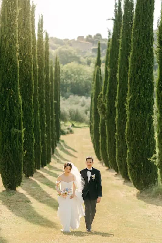 Artistic destination wedding photography blending Italian architecture with romantic couple portraits